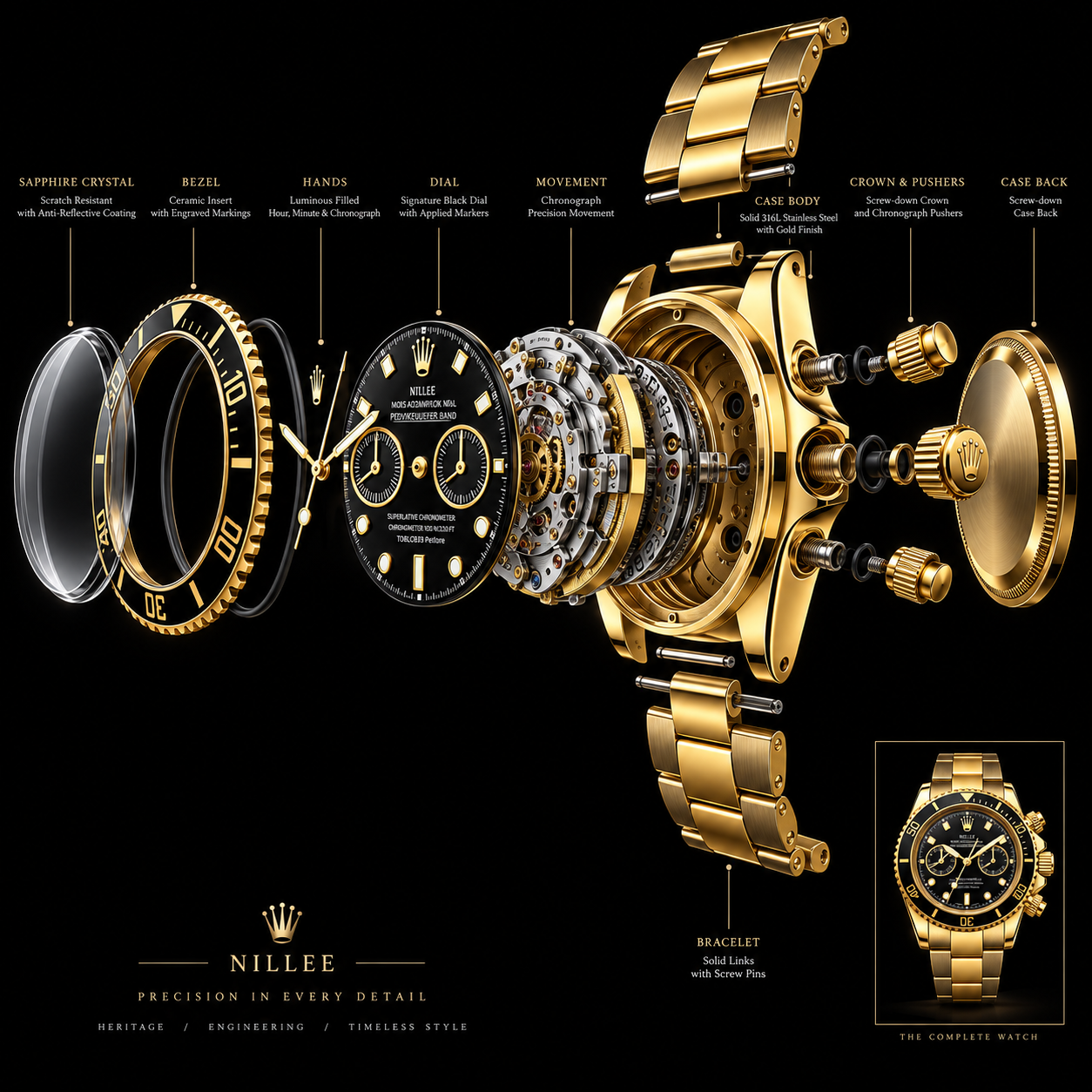 Reloj con exploded view
