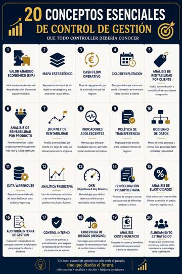 Infografía sobre 20 Conceptos de Control de Gestión