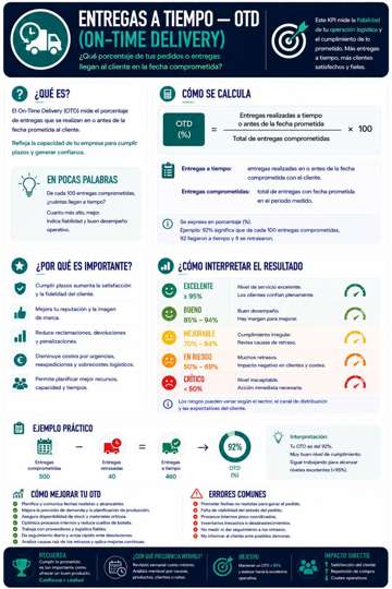 Infografía sobre Entregas a Tiempo (OTD)